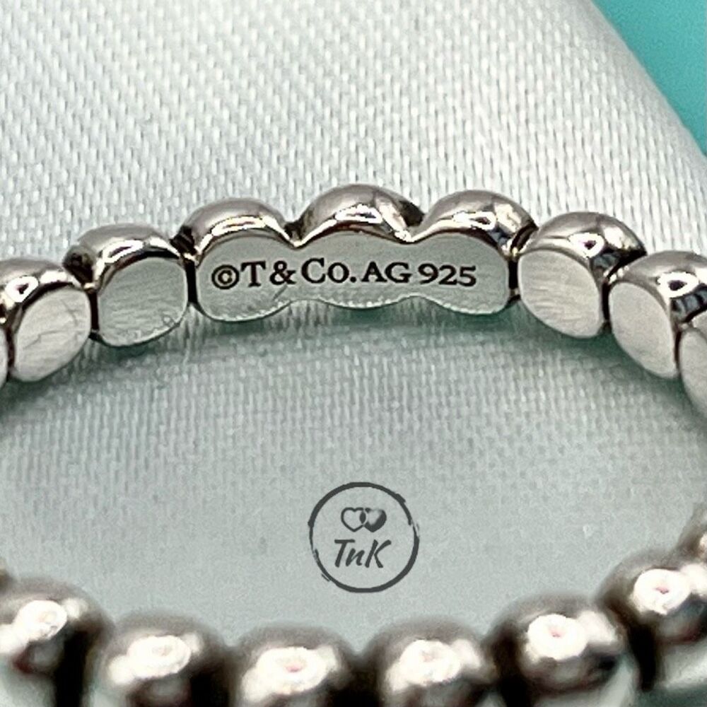 Tiffany & Co Ziegfeld Beaded Stacking Ring-  925 Sterling Silver - Size 7 - Picture 5 of 14